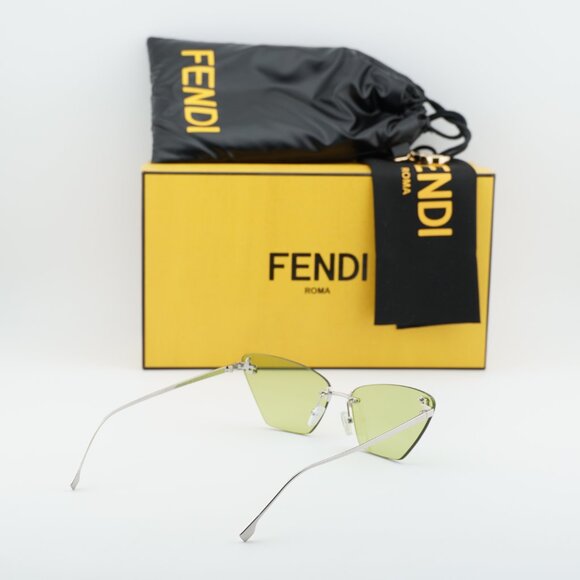 Fendi FE4160US 16N Cat Eye Sunglasses - Silver/Green